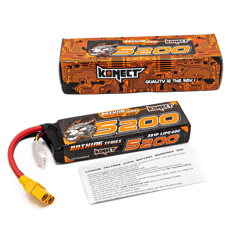 Konect Lipo 11.1v 5200mah 60C 3S1P Bash XT90