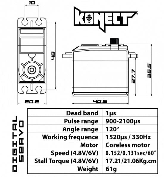 Konect Servo 21kg 0.16s Digital KN-2113LVRX