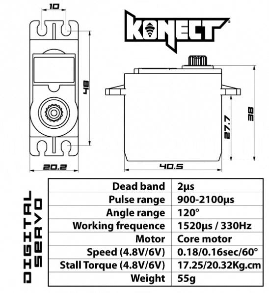 Konect Servo 21kg 0.16s Digital KN-2116LVMG