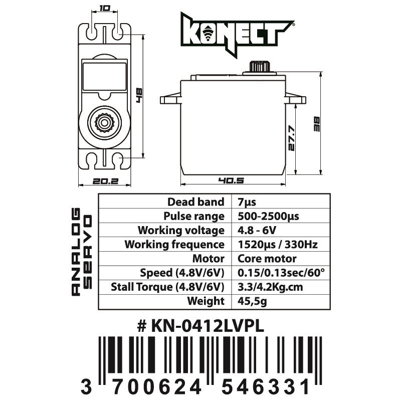 Konect Servo 4kg 0.12s Digital KN-0412LVPL