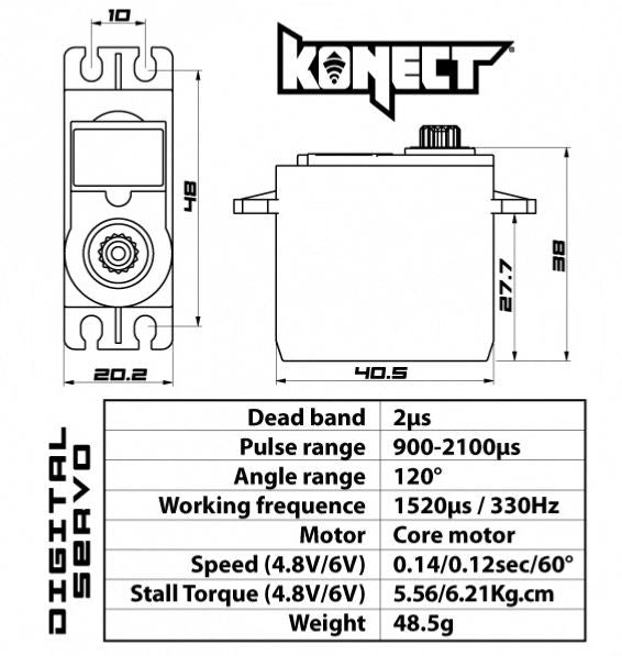 Konect Servo 6kg 0.12s Digital - KN-0612LVPL