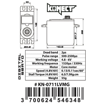 Konect Servo 7kg 0.11s Digital KN-0711LVMG