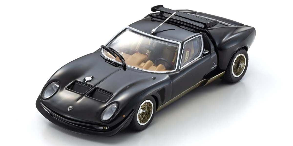 Kyosho Diecast Lamborghini Miura SVR 1970 Black and Gold 1/43 KS03203B