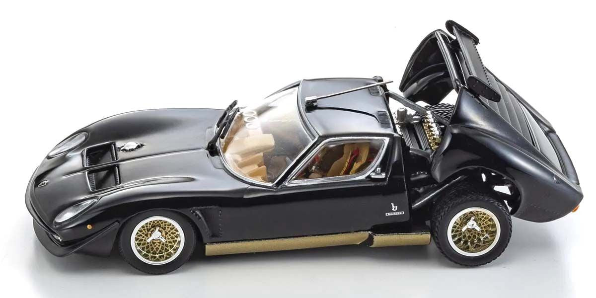 Kyosho Diecast Lamborghini Miura SVR 1970 Black and Gold 1/43 KS03203B