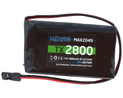Maxpro Pack de Batterie 7.4V 2800mAh Lipo TX Radio Futaba 