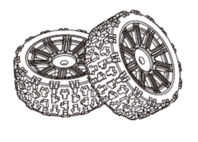 MJX Tire Rally Off-Road + White Rim (x2) MX-1415B2