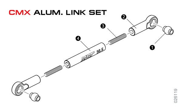 MST Set de Link Alu 242mm (Silver) 210536S 