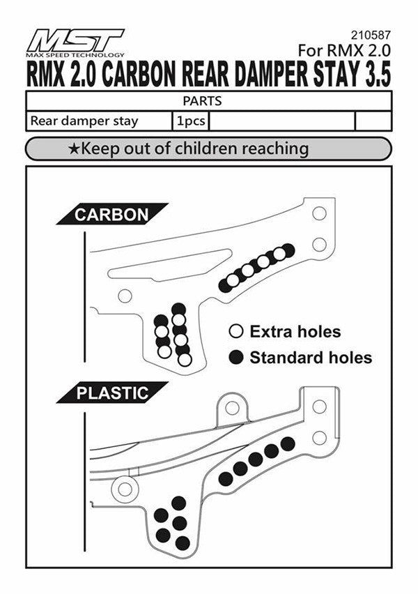 MST Support amortisseur carbone arrière  RMX 2.0 210587