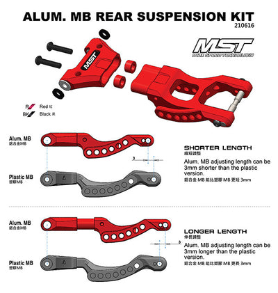 MST Triangles alu rouge réglables MB (x2) 210616R