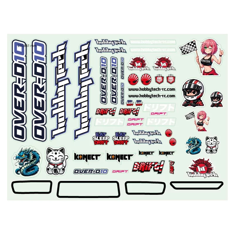 Hobbytech Planche de stickers OVER-D10 STICK-OVERD-R