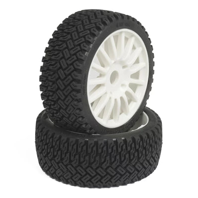 Hobbytech HTR renkaat + vanteet valkoinen Rally Cross 1/8 (x2) HTR-T454