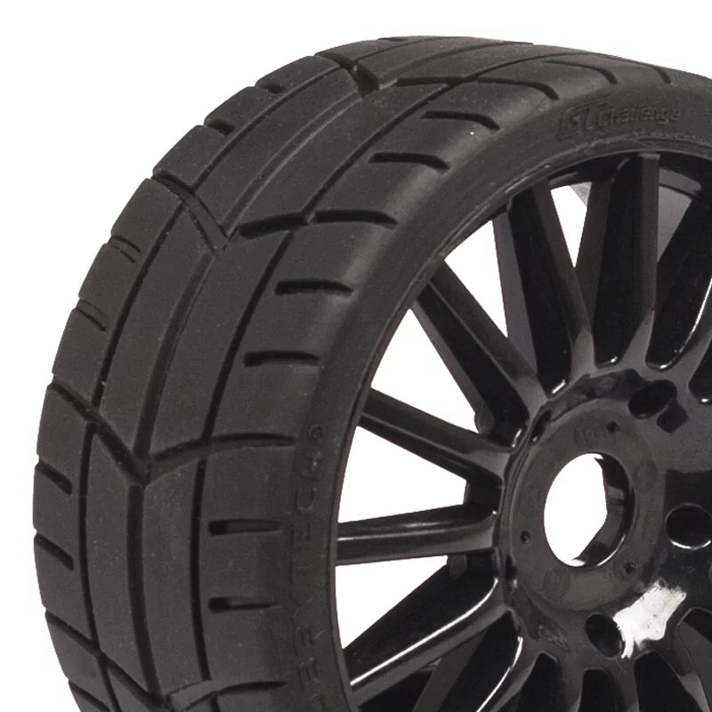 Pneus Hobbytech Rally game + jantes pretas (x2) HTR-T452B