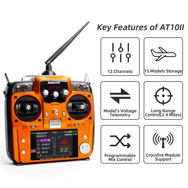 Radiolink Radio AT10II  2.4Ghz 12 voies + R12DS/PRM-01 RDL-AR10II-SET