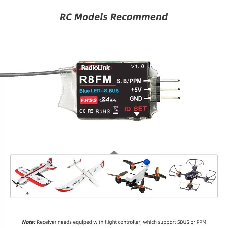 Radiolink Récepteur 8 voies Signal SBUS/PPM RDL-0-R8FM