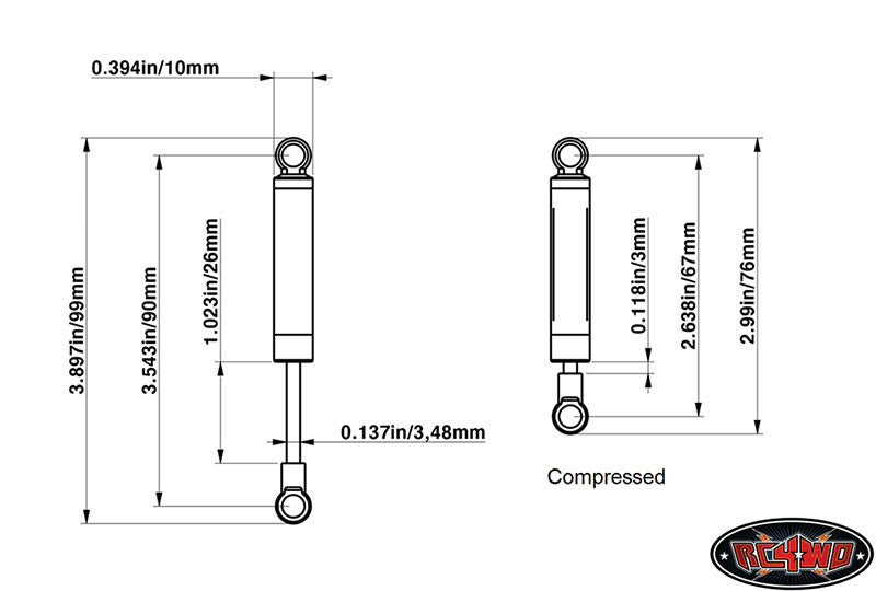 RC4WD Amortisseurs Superlift Superide 90mm (x2) Z-D0015