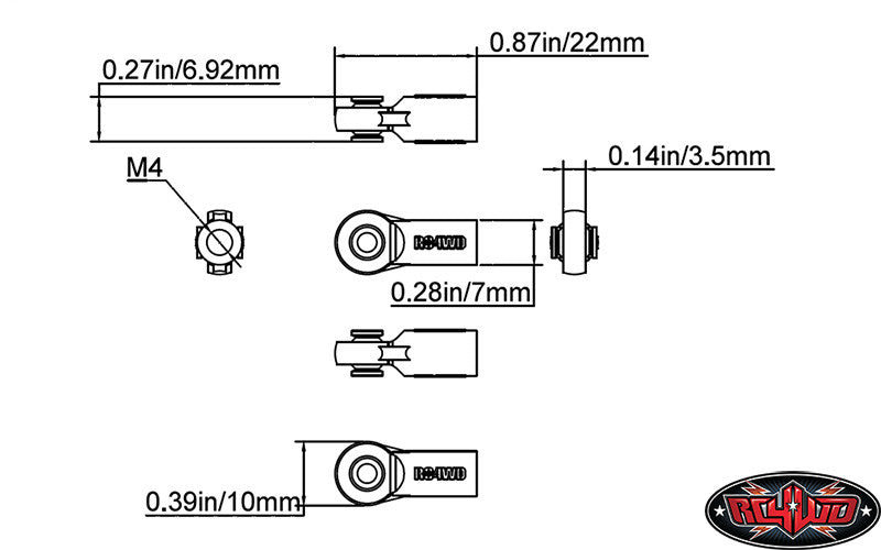 RC4WD Chappes courte plastique M3/M4 (x20) Z-S1378