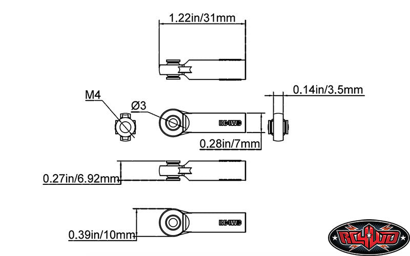 RC4WD Chappes longue plastique M3/M4 (x20) Z-S1375