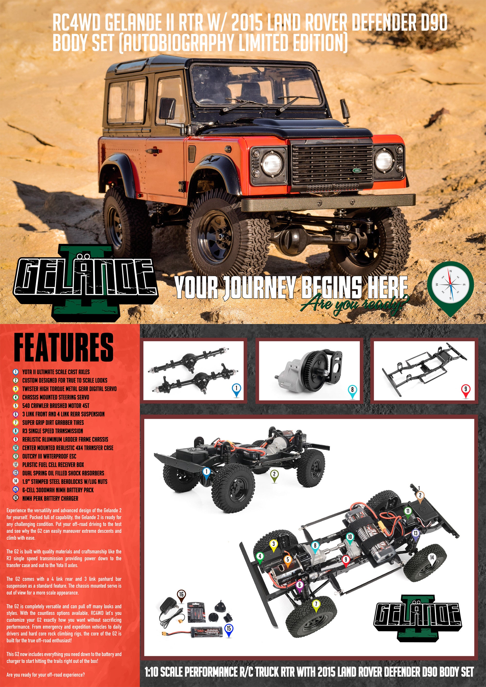 RC4WD Crawler Gelande II 4WD Land Rover Defender D90 Autobiography Limited Edition RTR