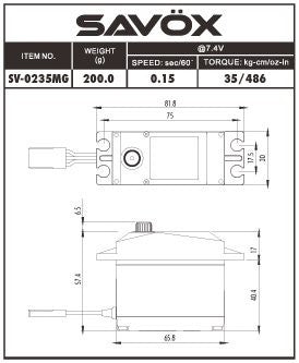 Savox Mega Servo SV-0235MG 35kg 0.15s Métal