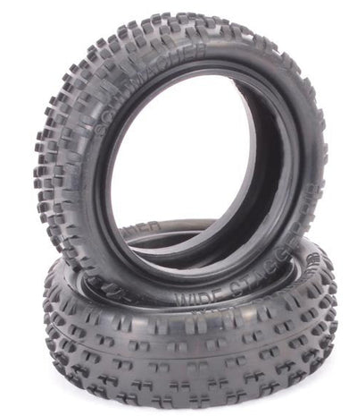 Schumacher Tires Buggy 1/10 Front 4WD Wide Stragger Rib Yellow (x2) U6810
