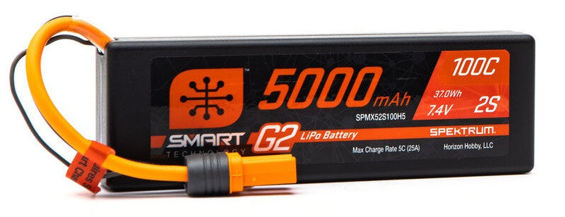 Spektrum Accu lipo Smart G2 2S 7.4v 5000mah 100C Hard Case IC5