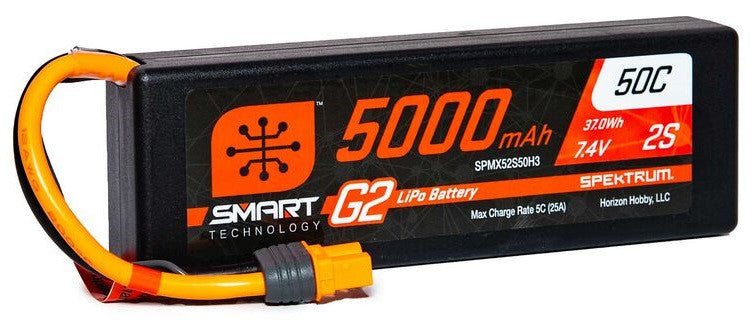 Spektrum Accu lipo Smart G2 2S 7.4v 5000mah 50C Hard Case IC3