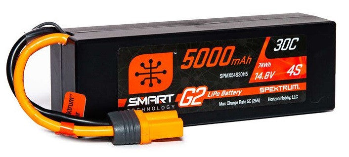 7.4V 5000mAh 2S 50C Smart LiPo G2 Hard Case: IC3 Spektrum