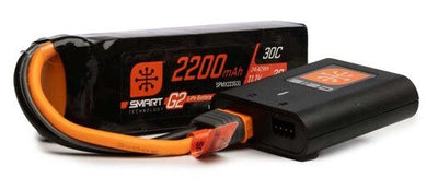 Spektrum Combo Chargeur Smart S120 + Lipo Smart G2 11.1v 2200mah 30C IC3