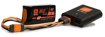 Spektrum Combo Chargeur Smart S120 + Lipo Smart G2 11.1v 850mah 30C IC2