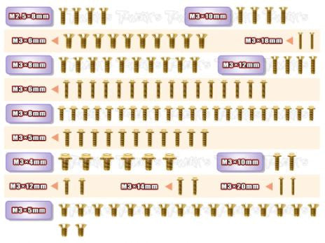 T-Work's Kit complet de Vis Acier Nitride Doré (114Pcs) X4 GSSU-X4