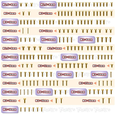 T-Work's Kit complet de Vis Acier Nitride Doré (185pcs) 8ight X GSS-8IGHT-XE