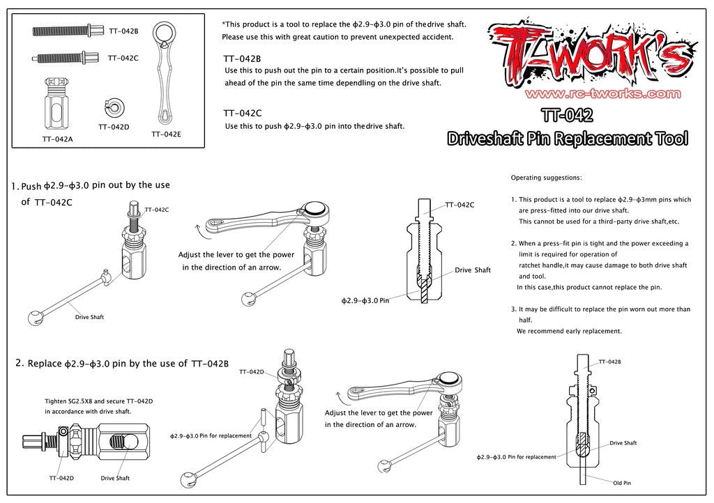 T-Work's Kit Outils pour Remplacement Goupilles de Cardans TT-042