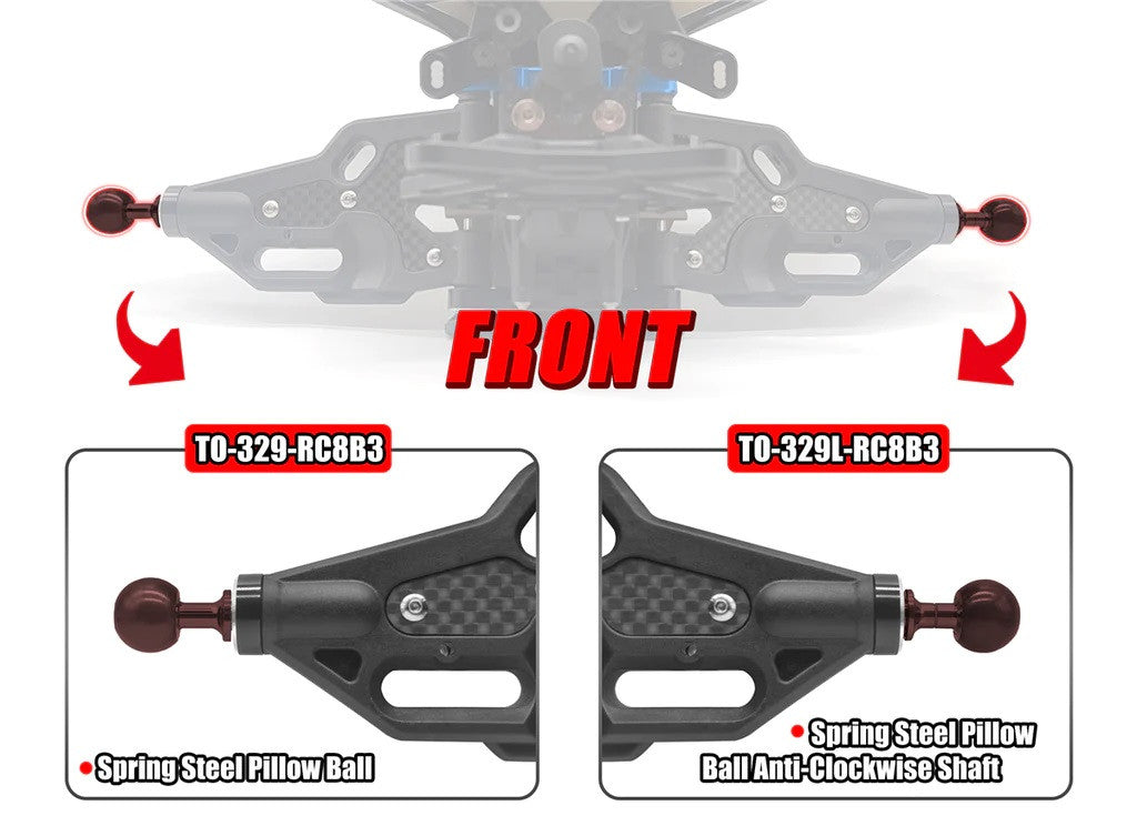 T-Work's Rotule Fusée Traitée/Allégée (x2) RC8 TO-329L-RC8