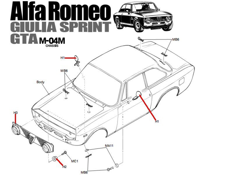 Tamiya Grappe H Alpha Roméo Giulia 9005512