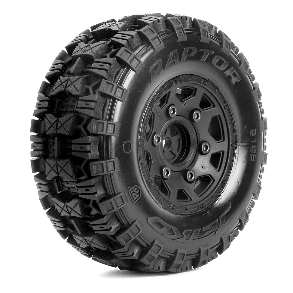 Jetko RC Pneus SC Raptor + Jantes Preto (x2) SC 1/10 JK3108CB