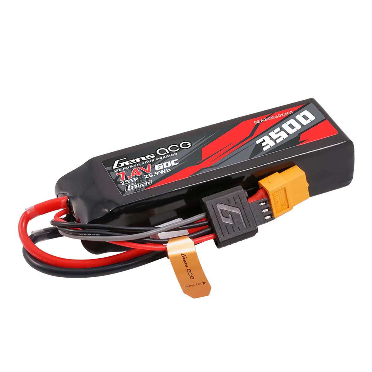 Gens Ace G-Tech lipo battery 7.4v 3500mAh 60C XT60 GEA352S60X6GT