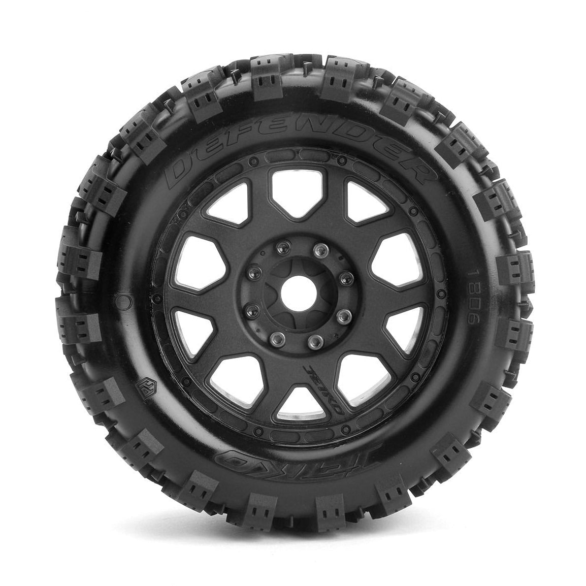 Jetko RC Pneus MT Defender + Jantes Noir 3.8" (x2) Maxx JK1806CB