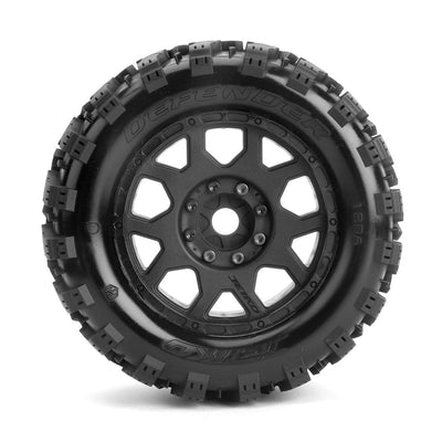 Jetko RC Pneus MT Defender + Jantes Noir 3.8" (x2) Maxx JK1806CB