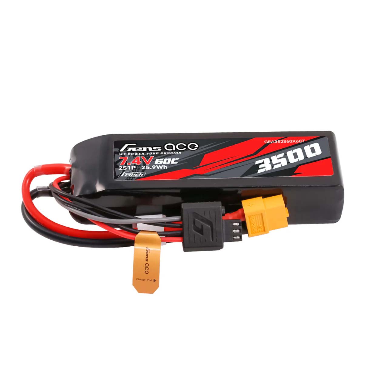 Gens Ace G-Tech lipo battery 7.4v 3500mAh 60C XT60 GEA352S60X6GT