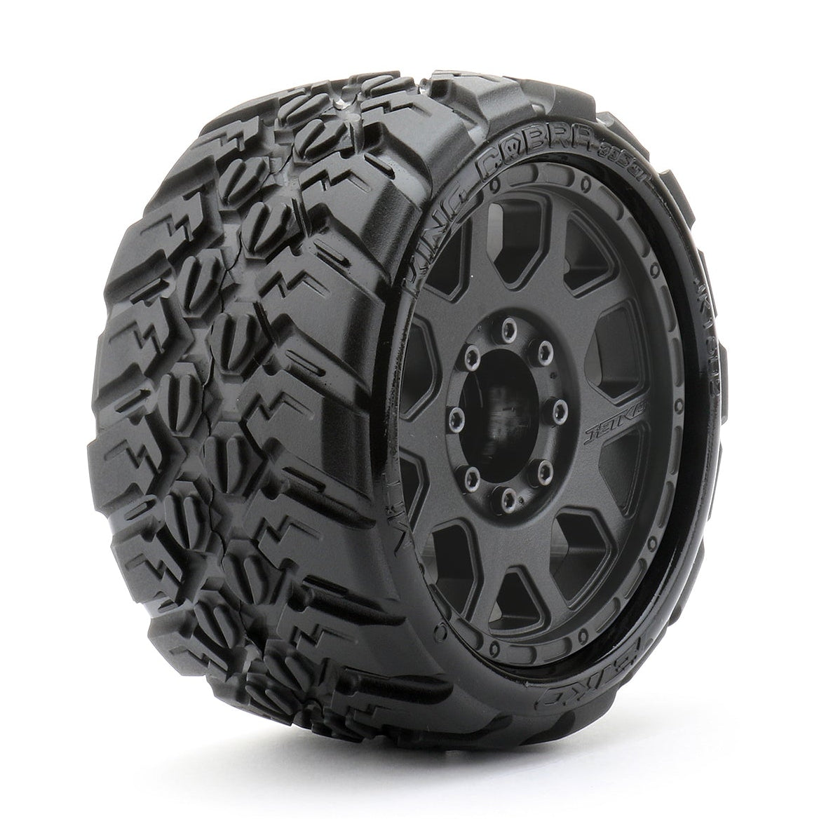 Jetko RC Pneus King Cobra + Jantes Noir 3.8" (x2) Maxx JK1602CB