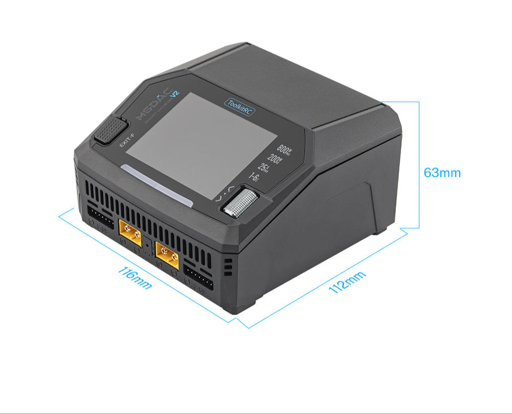 ToolkitRC Cargador Duo M6DAC V2 1-6S 16A 200W AC/DC TK14100