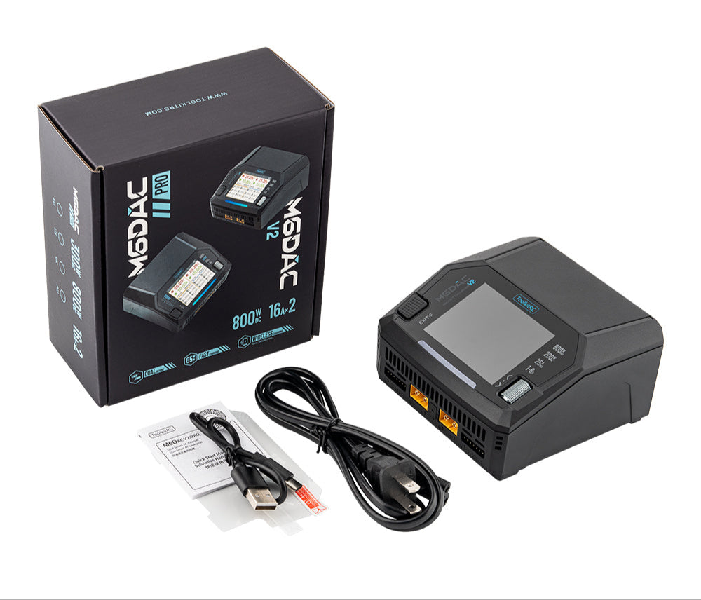 ToolkitRC Cargador Duo M6DAC V2 1-6S 16A 200W AC/DC TK14100