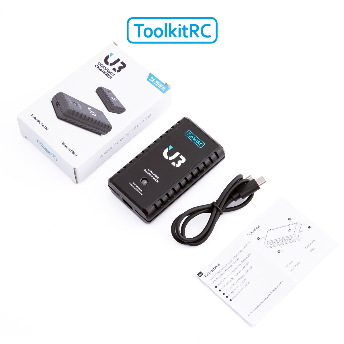 ToolkitRC U3 Lipo 2-3S 2A USB-C Charger TK13400