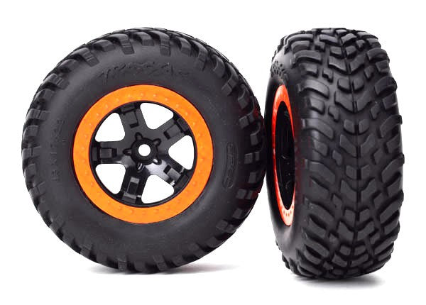 Traxxas - Pneus + Jantes SCT Noir / Orange - 5863