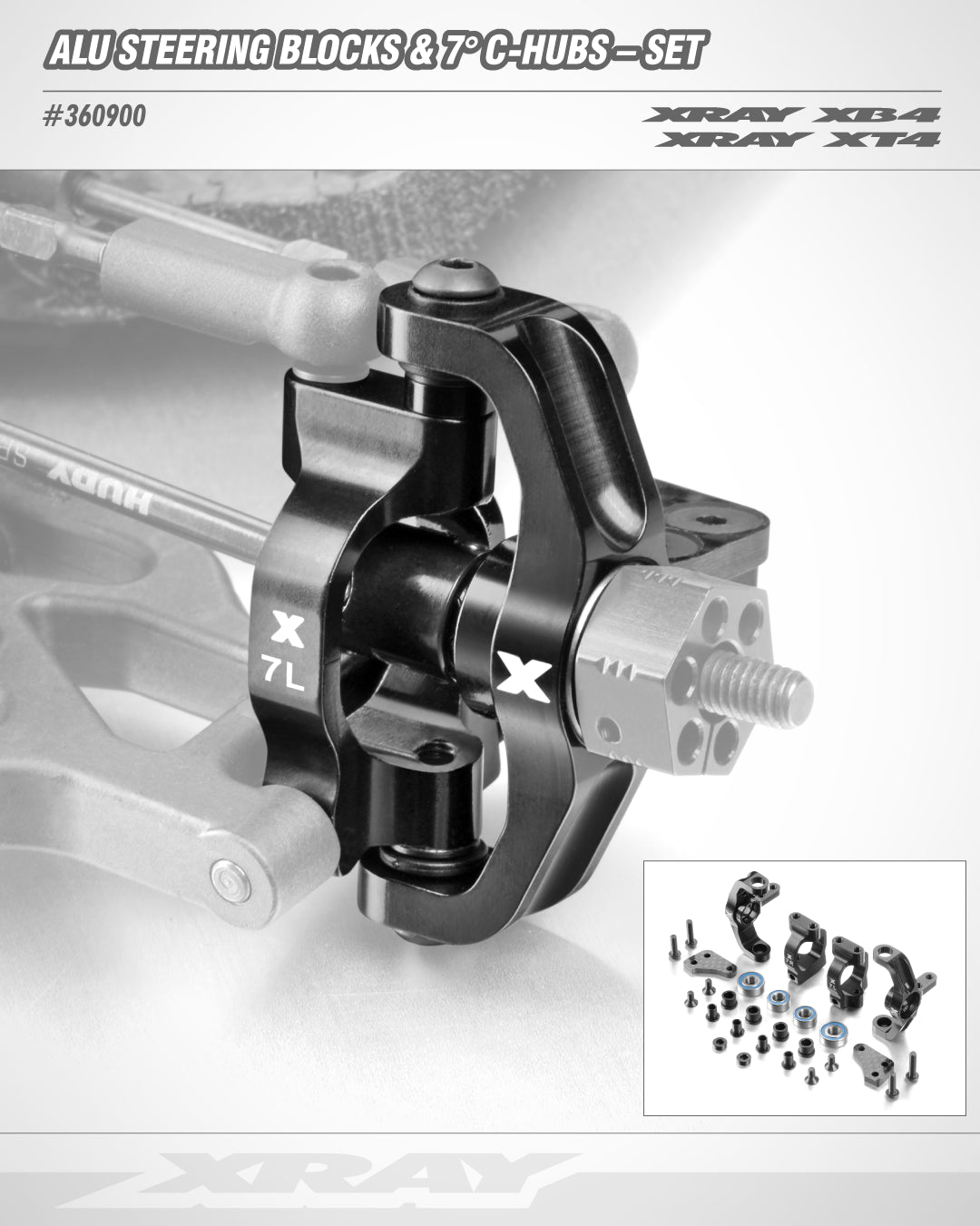 XRay Kit étriers 7° + Fusées de direction Alu XB4 360900
