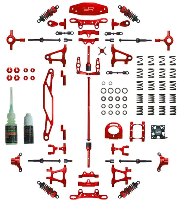 Yeah Racing Conversieset rood aluminium Tamiya TT-02 CK-TT02RD